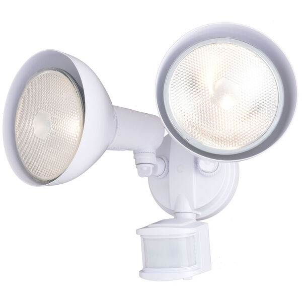 White Two-Light Motion Sensor Outdoor Security Flood Light, image 1