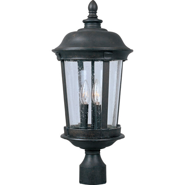 Dover Bronze Three-Light Outdoor Post Light with Seedy Glass, image 1