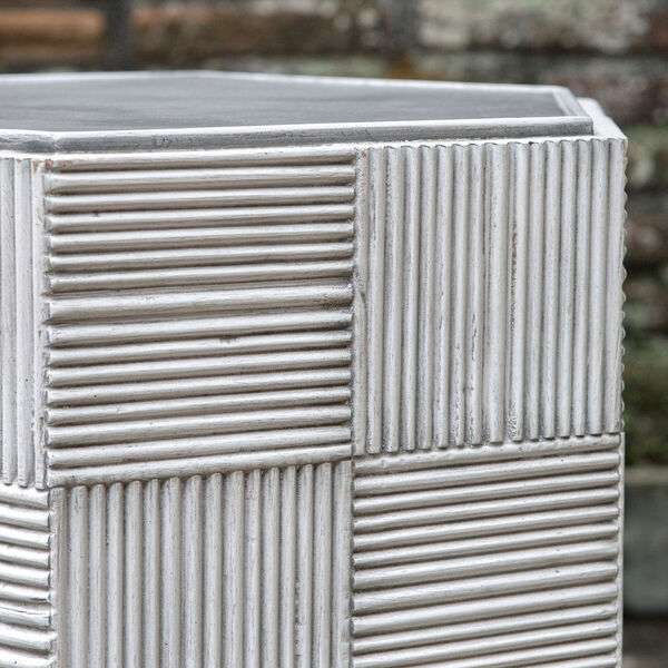 Silo White and Gray Hexagonal Accent Table, image 3