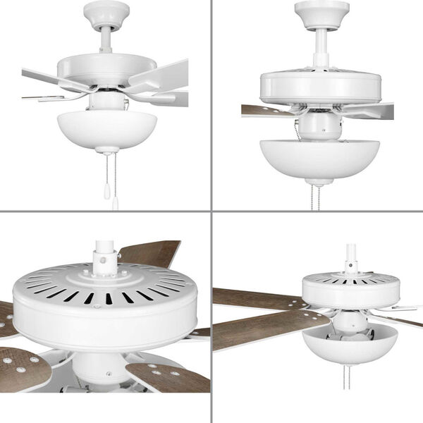 AirPro E-Star White Two-Light LED 52-Inch Ceiling Fan with Etched White Glass Light Kit, image 3