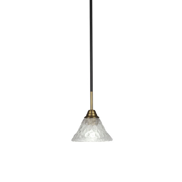 Paramount Matte Black and Brass Seven-Inch One-Light Mini Pendant with Italian Bubble Shade, image 1