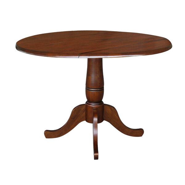 Espresso 30-Inch Round Top Dual Drop Leaf Pedestal Dining Table, image 1