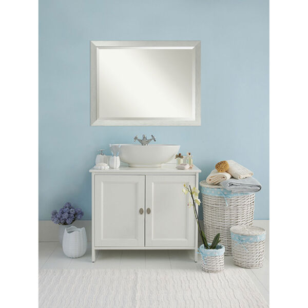 Brushed Sterling Silver 44 x 34 In. Bathroom Mirror, image 4