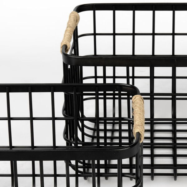 Marius Black Rectangular Basket, Set of 2, image 6