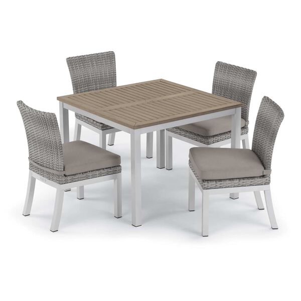 Travira and Argento Stone Five-Piece Outdoor Dining Table and Side Chair Set, image 1
