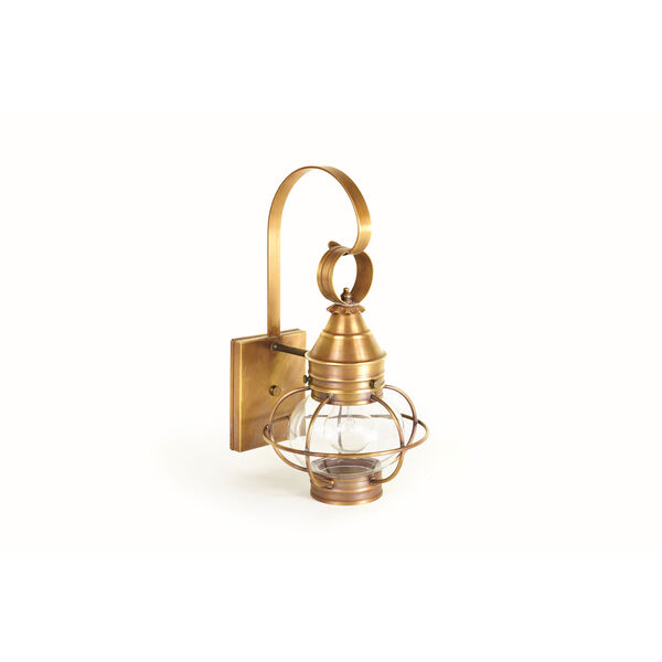 Small Antique Brass Caged Onion Outdoor Wall Lantern, image 1