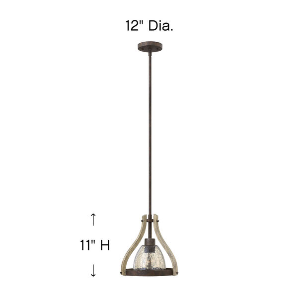 Middlefield Iron Rust One Light Pendant with Smoked Glass, image 4