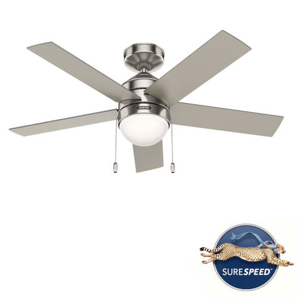 Rogers Brushed Nickel 44-Inch Ceiling Fan with LED Light Kit and Pull Chain, image 3