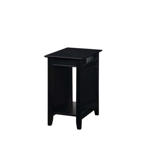 Edison Black 24-Inch End Table with Charging Station, image 1