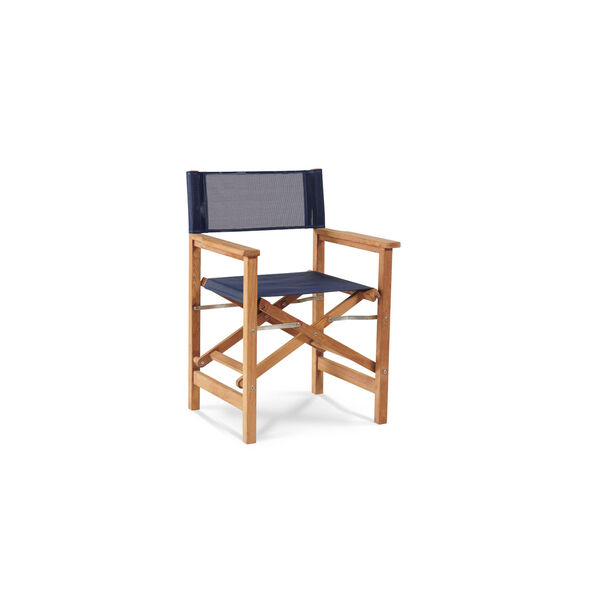 Director Blue Teak Folding Outdoor Chair, image 1