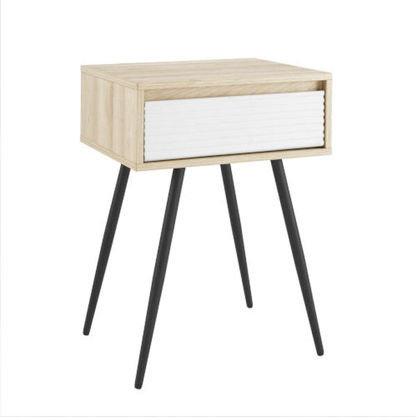 Lane Birch and Solid White Drawer Side Table, image 2