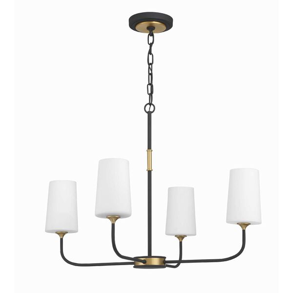 Niles Black Forged and Modern Gold Four-Light 29-Inch Chandelier, image 2