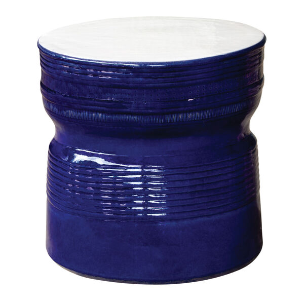 Ceramic Ancaris Ring Accent Table in Snow White, Navy Blue , image 1