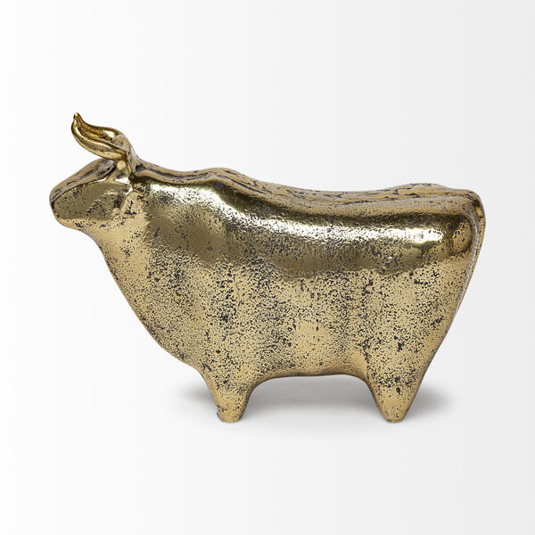 Taurus I Gold Cast Aluminum Bull Figurine, image 2