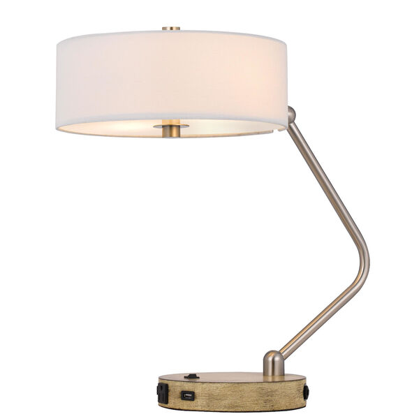 Marcos Brushed Steel and Natural Two-Light Desk Lamp, image 4