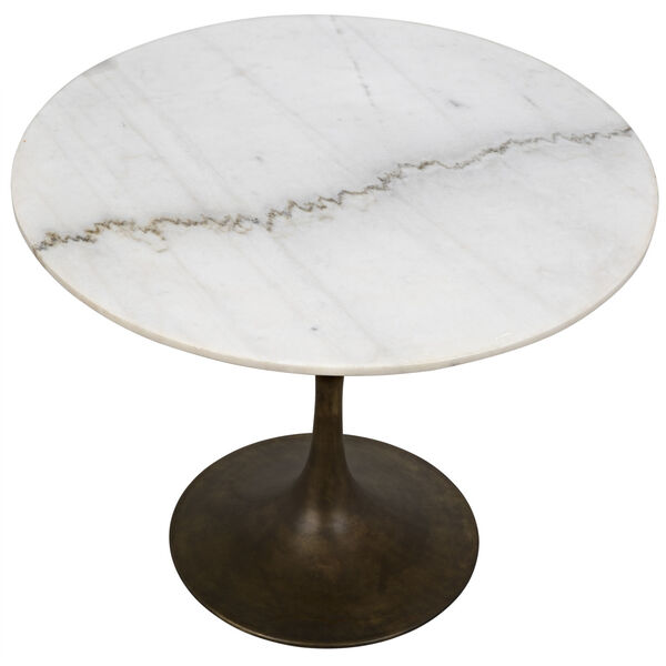 Laredo Aged Brass 36-Inch Table with White Marble Top, image 5