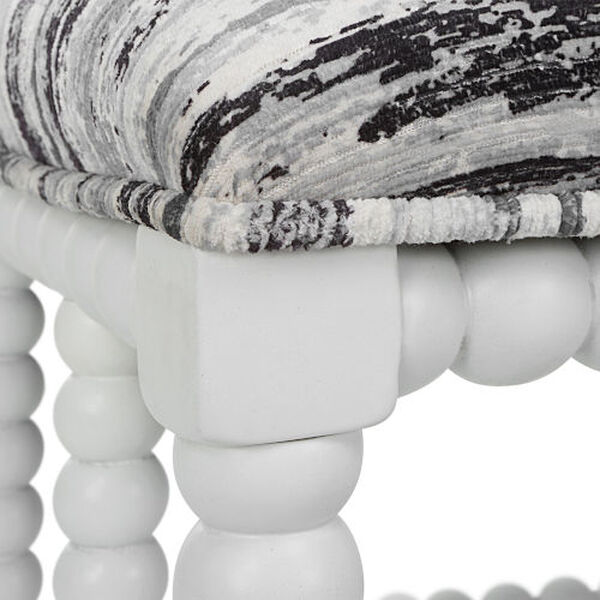 Seminoe White, Black and Gray Upholstered Small Bench, image 5