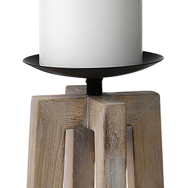 Astra II Light Brown Large Wood Pedestal Base Table Candle Holder, image 3