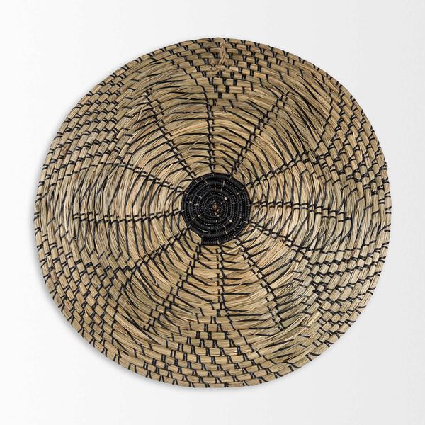 Mekhi Light Brown and Black String Round Wall Hanging Plate, image 4
