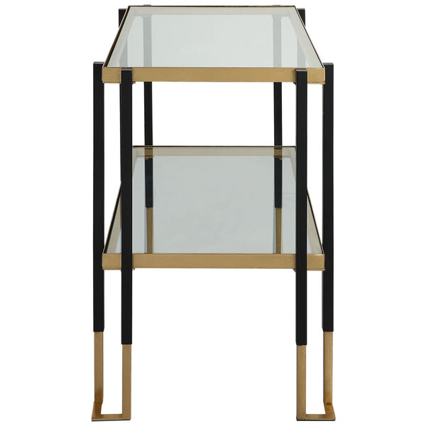 Kentmore Matte Black and Brushed Gold Glass Side Table, image 3