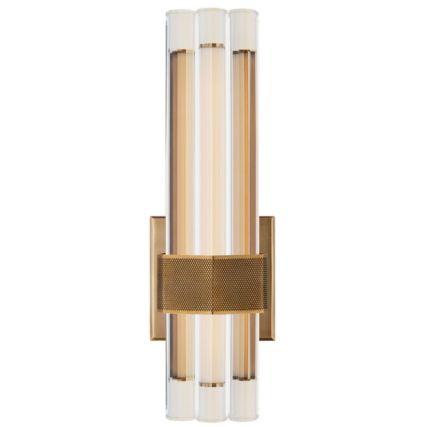 Fascio 14-Inch Asymmetric Sconce in Hand-Rubbed Antique Brass with Crystal by Lauren Rottet, image 1