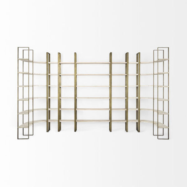 Taunton Light Brown and Gold Six-Tier Shelving Unit, image 5