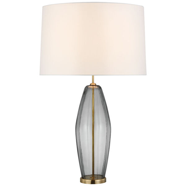 Everleigh Large Fluted Table Lamp in Smoked Glass with Linen Shade by kate spade new york, image 1