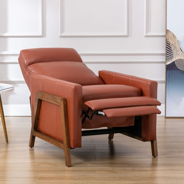 Reed Caramel and Chestnut Brown Leather Push Back Recliner, image 5