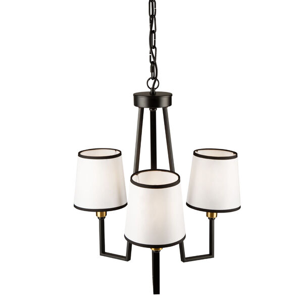 Coco Gold and Black Three-Light Chandelier, image 3