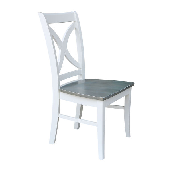Vineyard White and Heather Gray Curved X-Back Dining Chair-Set of Two, image 5