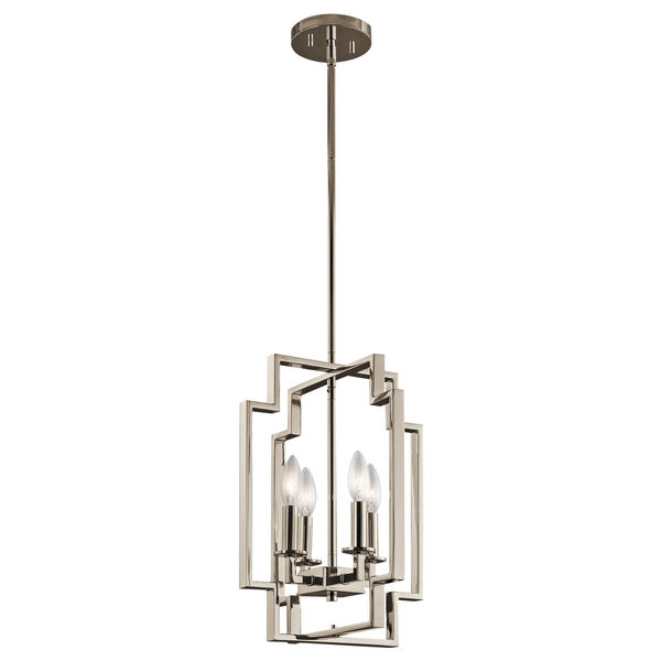 Downtown Deco Polished Nickel 12-Inch Four-Light Foyer Pendant, image 1