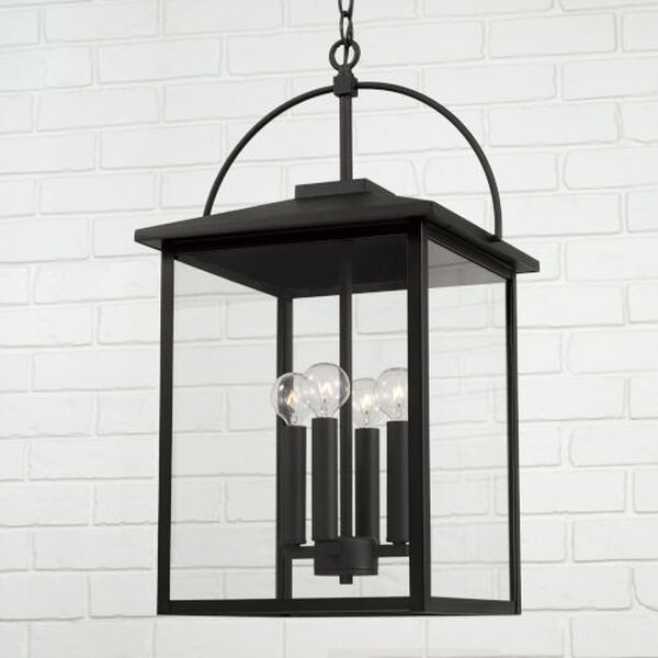 Bryson Black Four-Light Outdoor Hanging Light with Clear Glass, image 3