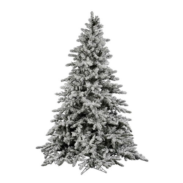 Flocked White on Green Utica Fir Christmas Tree 9-foot, image 1