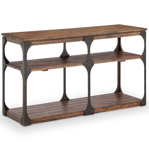 Montgomery Industrial Reclaimed Wood Rectangular Entryway Table in Bourbon finish, image 1