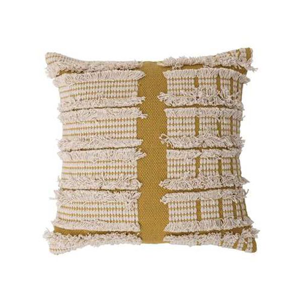 Yellow Woven Cotton Dhurrie 18 x 18-Inch Pillow, image 1