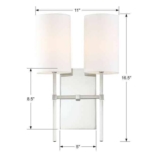 Veronica Two-Light Polished Nickel Wall Sconce, image 4