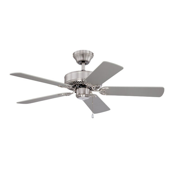 Builders Choice 42-Inch Satin Nickel with Reversible Silver and White Blades Ceiling Fan, image 1