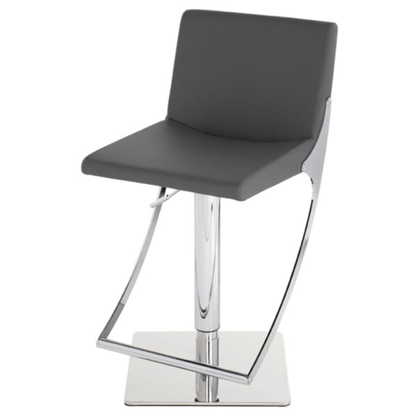 Swing Matte Gray and Silver Adjustable Stool, image 1