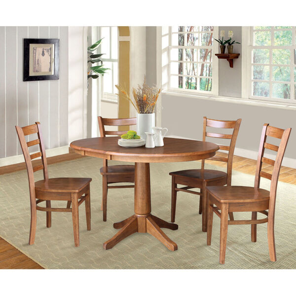 Emily Distressed Oak 30-Inch Round Extension Dining Table with Four Chair, image 3