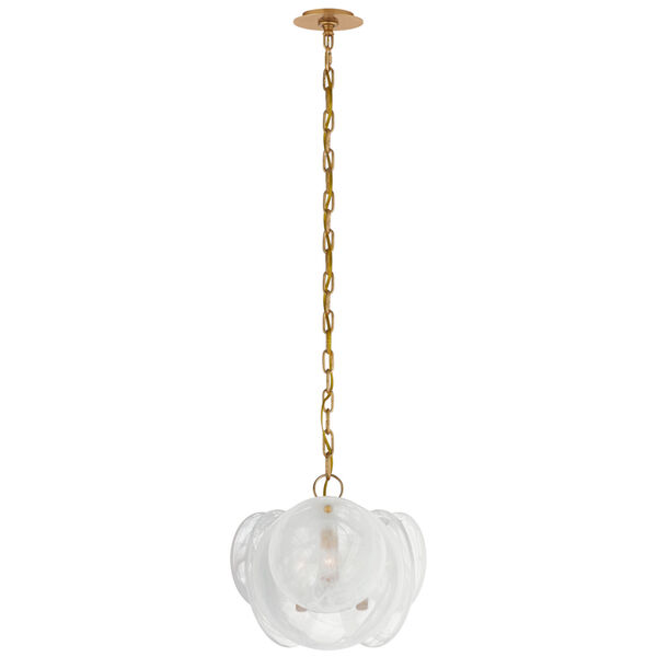 Loire Petite Chandelier in Gild with White Strie Glass by AERIN, image 1