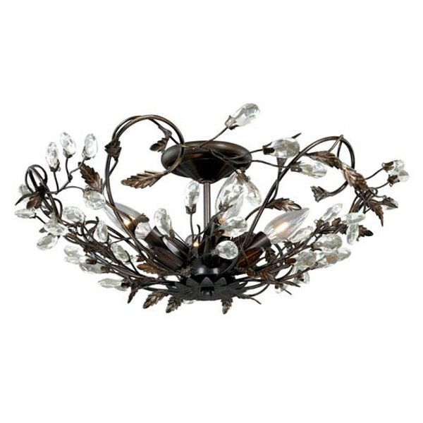 Jardin Architectural Bronze Four-Light Flush Mount with Clear Drop Crystals, image 1