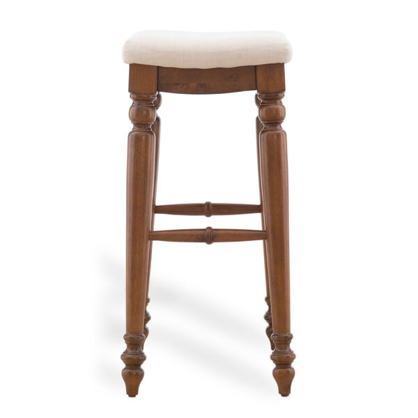 Lincoln Linen and Walnut Backless Bar Stool, image 4