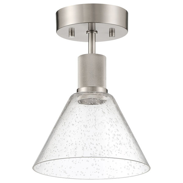 Port Nine Silver Outdoor Intergrated LED Semi-Flush with Clear Glass, image 4