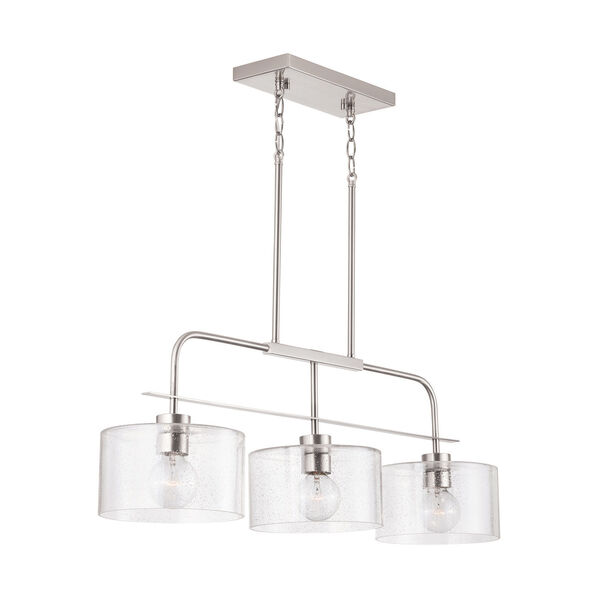 HomePlace Brushed Nickel Three-Light Island Pendant with Clear Seeded Glass, image 4