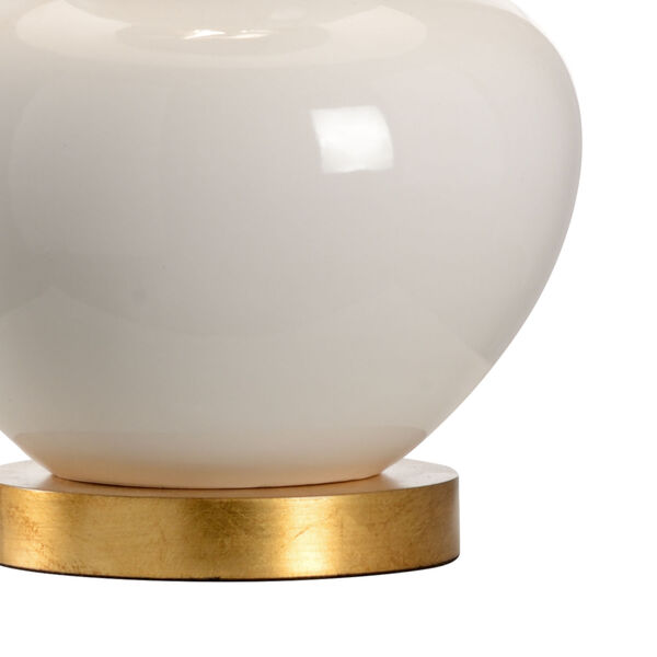 White Glaze and Antique Gold Leaf One-Light Ceramic Table Lamp, image 2