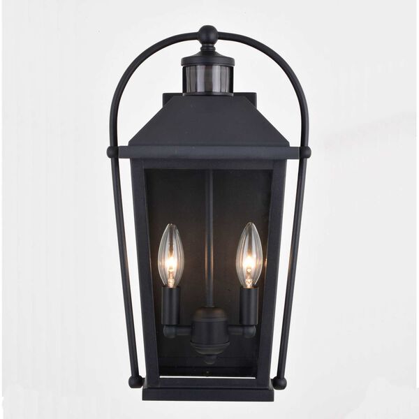 Lexington Textured Black Motion Sensor Dusk to Dawn Outdoor Wall Lantern with Clear Glass, image 5