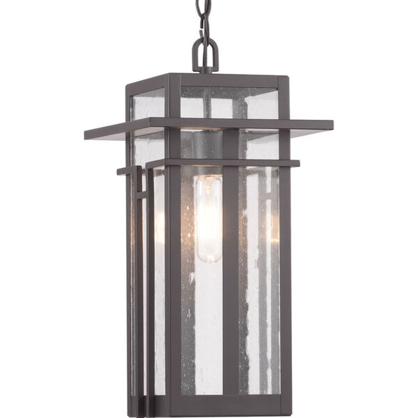 Antique Bronze One-Light Outdoor Hanging Lantern With Transparent Seeded Glass, image 1