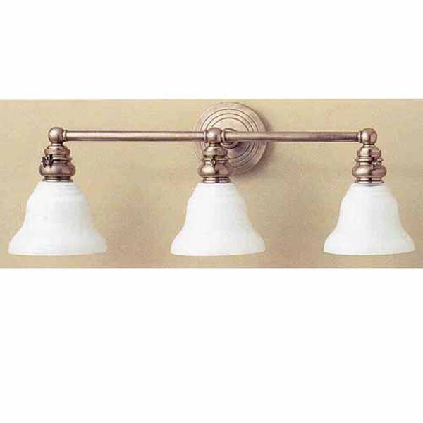 Boston Functional Triple Light in Antique Nickel with White Glass by Chapman and Myers, image 1