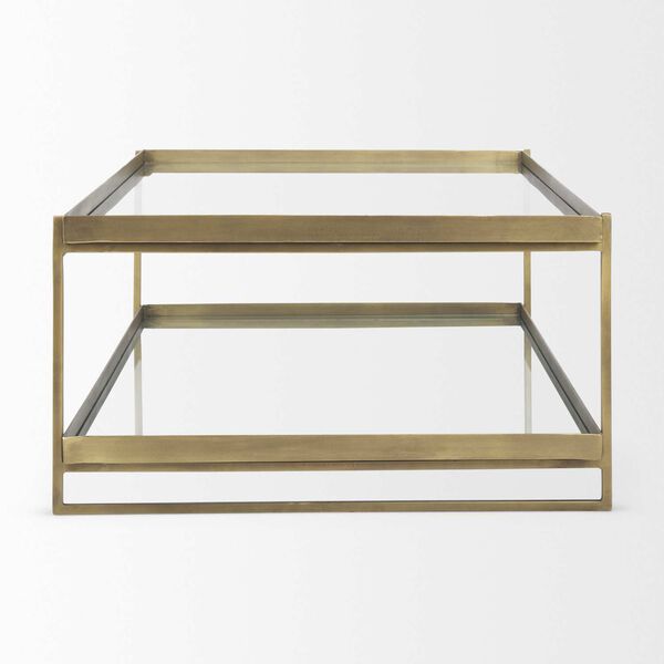 Trey Gold Metal with Glass Coffee Table, image 3