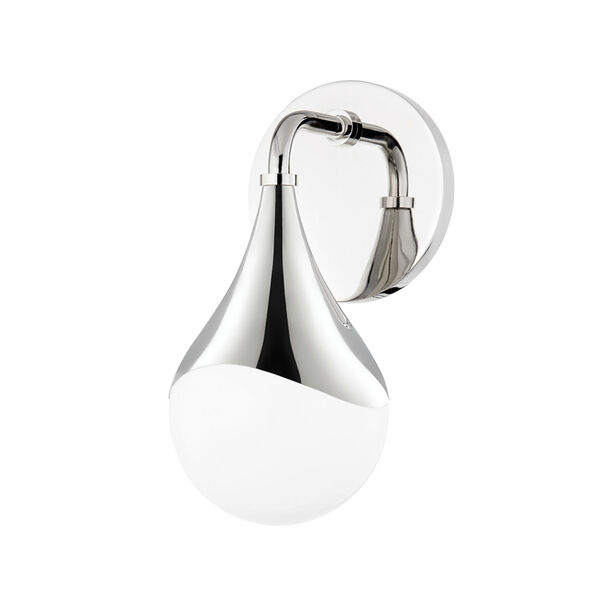 Ariana Polished Nickel One-Light LED Bathroom Vanity Light with Opal Glossy Glass, image 1